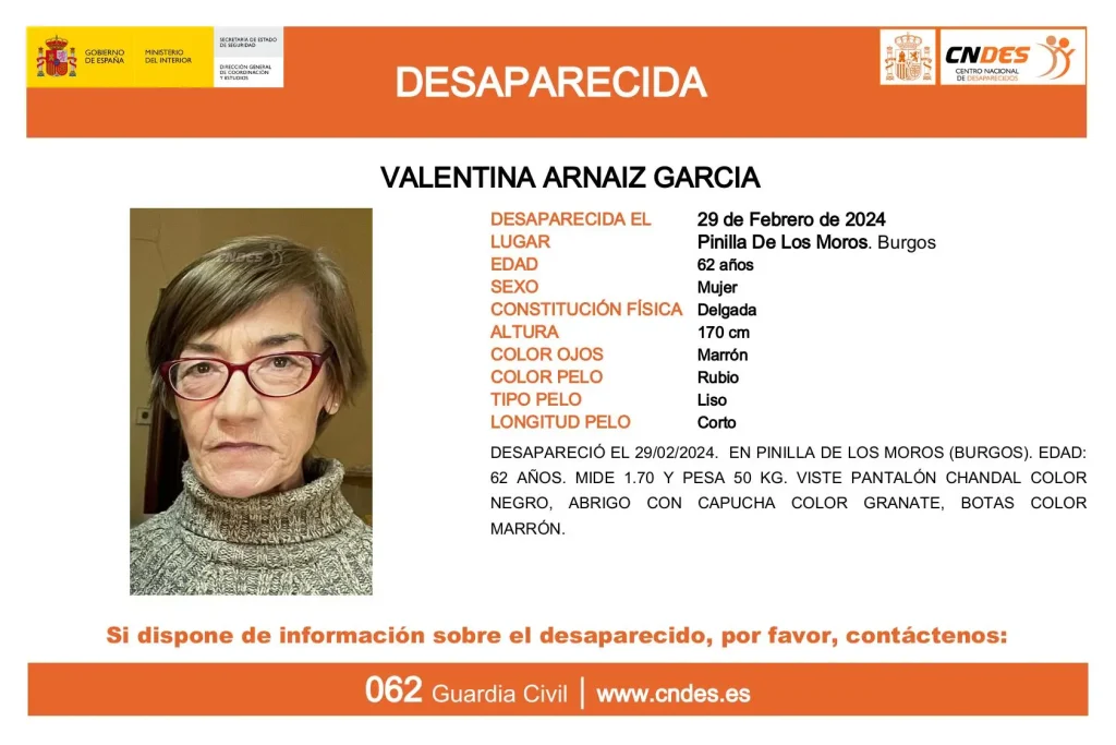 Continúan con la búsqueda de Valentina Arnáiz, "Tina", en Pinilla de los Moros