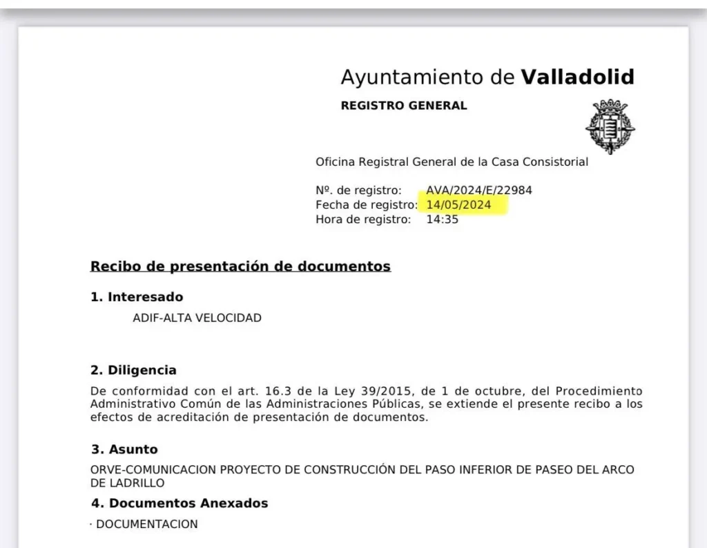 El grupo municipal Valladolid Toma la Palabra acusa al alcalde de mentir sobre el informe de ADIF del Arco de Ladrillo